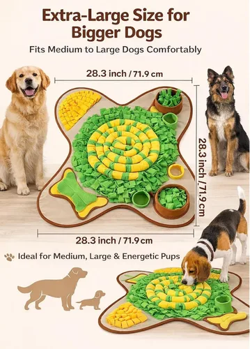 Vista 3 de HOPET Tapete de olfateo para perros de raza grande, 28.3''x28.3'' tapete interactivo tipo rompecabezas para comida de perros, fácil de limpiar