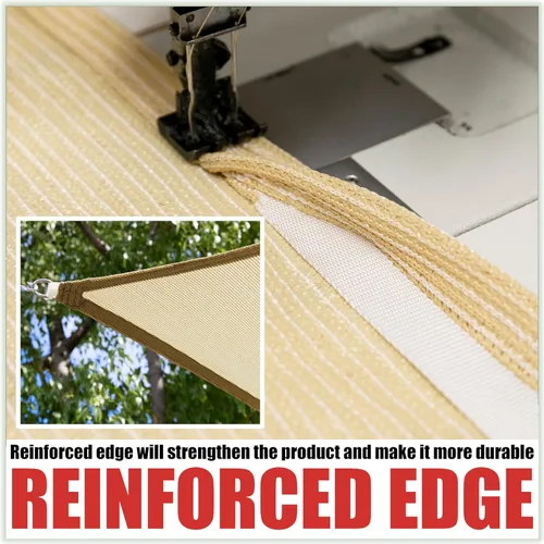 Vista 5 de Royal Shade Toldo de sol beige de 4' x 4' x 4', forma de triángulo RSTAPRT10, UPF50+ 95% de bloqueo UV, 200GSM, uso comercial estándar de alta