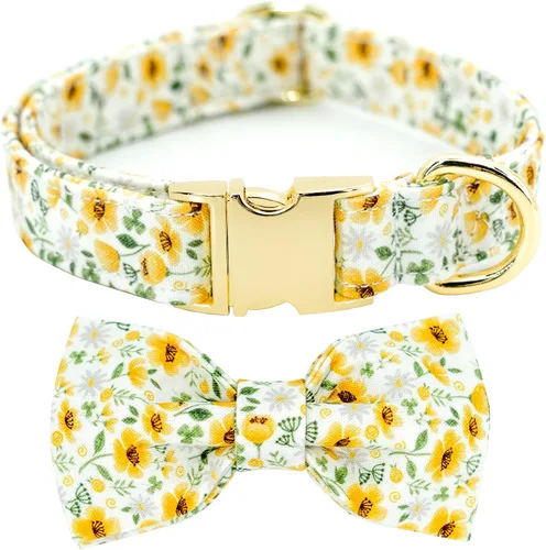Vista 8 de Tunkoo Collar de otoño para perro con elegante pajarita, duradero, ajustable y elegante collar de otoño para mascotas, disponible en tamaño pequeño
