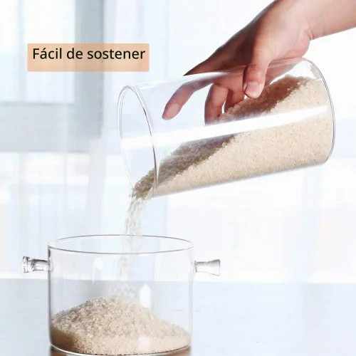 Vista 4 de Recipientes de almacenamiento de arroz de vidrio, tarros de comida de cocina de 60 onzas líquidas con tapa hermética, recipiente transparente