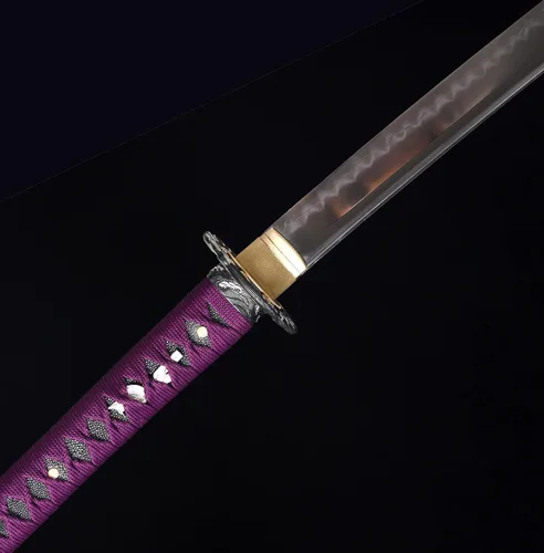 Vista 6 de Katana Sword Real Hand Forged Japanese Clay Tempered shihozume Folded Steel Blade Samurai Sword Razor Sharp Full Tang