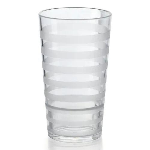 Vista 4 de G.E.T. SW-1512-CL - Vaso de plástico opaco a rayas, sin BPA, 12 onzas, transparente (juego de 12)