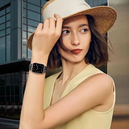 Vista 4 de Bandas con grabado floral compatibles con Apple Watch de 41mm 40mm 44mm 45mm 42mm 38mm 46mm 49mm para mujeres, correa deportiva de silicona suave