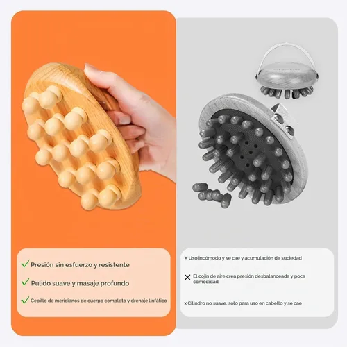 Vista 4 de Herramientas de masaje de terapia de madera, herramienta de masaje para celulitis y cepillo corporal de masaje Professional Meridian Pressure
