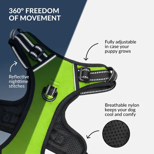 Vista 3 de CollarDirect Arnés reflectante sin tirones para perro, con asa y clip frontal, chaleco acolchado suave ajustable para perros pequeños a grandes