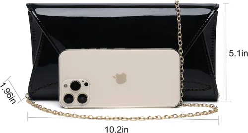 Vista 6 de MUDUO Bolso de mano de charol para mujer, bolso de noche, M