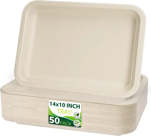 Vista 12 de 150 platos de papel marrón 100% compostables de 10 pulgadas, platos desechables resistentes de 3 compartimentos, platos seccionales ecológicos