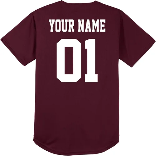 Vista 2 de Camiseta de béisbol y softball de manga corta con botones (unisex, tallas para adultos) Añade a tu equipo, nombre, número
