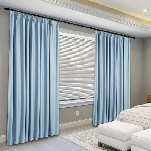 Vista 2 de Frelement Cortinas 100% opacas con forro térmico, cortinas de lino para decoración de Navidad, cortinas plisadas con aislamiento térmico