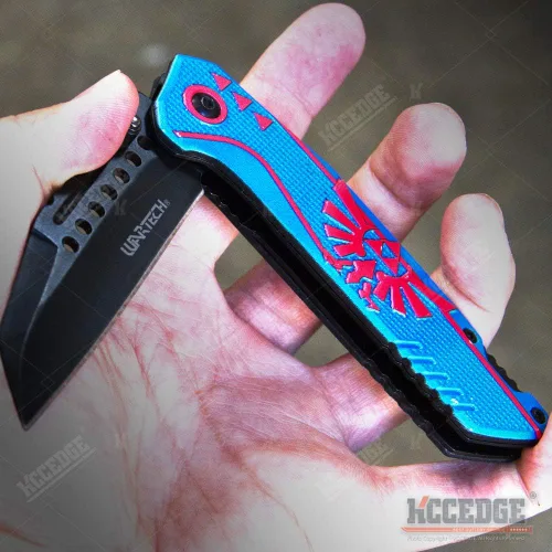 Vista 4 de KCCEDGE BEST CUTLERY SOURCE EDC - Cuchillo de bolsillo para camping, accesorios de caza, cuchillo plegable de borde afilado para equipo de Azul