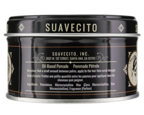 Vista 2 de Suavecito Pomada a base de aceite lata de 3 onzas – Aroma original peinado de larga duración, alto brillo saludable, para todo tipo de cabello
