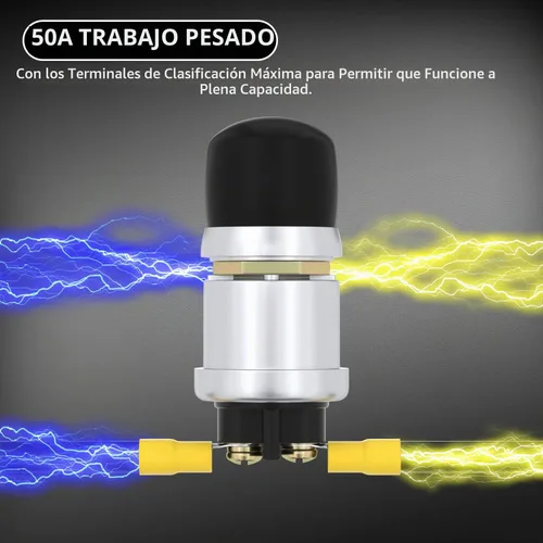 Vista 4 de DAIERTEK Interruptor de botón de arranque 12V / 24V Botón de arranque a presión impermeable 50A resistente a la intemperie momentáneo para claxon