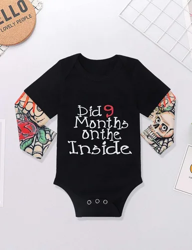 Vista 4 de Ropa de bebé niño, estampado de letras de manga larga mameluco ropa de bebé para niño