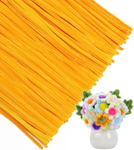Vista 37 de IOOLEEM - Limpiapipas, 200 tallos de chenilla para hacer flores de color rosa claro