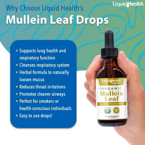 Vista 3 de LIQUIDHEALTH USDA Orgánico Extracto de Hoja de Gordolobo en Gotas para Pulmones - Gotas Herbales de Limpieza para Fumadores, Apoyo Inmunológico