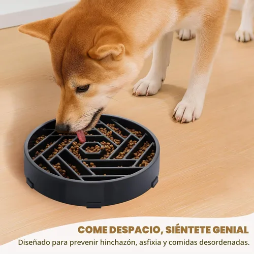 Vista 3 de WHIPPY Cuenco para perros de alimentación lenta, diseño de laberinto de rompecabezas para reducir la velocidad de comer, capacidad de 3 tazas Negro