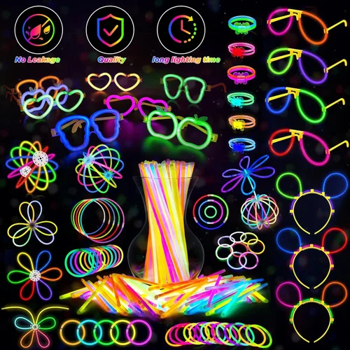 Vista 9 de SHQDD Suministros de fiesta, recuerdos de fiesta que brillan en la oscuridad para adultos y niños, 27 accesorios de carnaval, 56 juguetes con luz