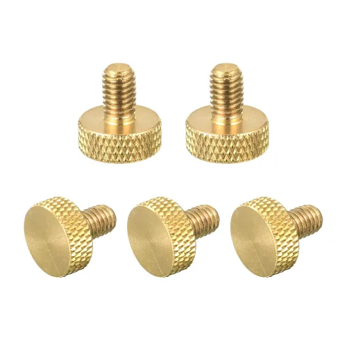 Vista 14 de uxcell 2 tornillos moleteados de latón para pulgar, M3x8mm de agarre plano, perno de sujeción para electrónicos, mecánicos