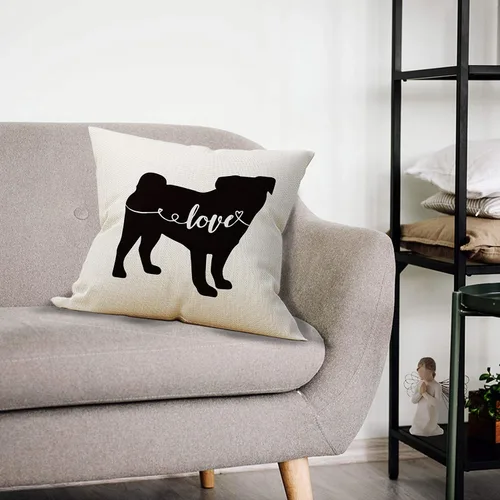 Vista 2 de Mancheng-zi Regalos de Pug: Fundas de almohada de carlino de 18 x 18 pulgadas, reservadas para la almohada del perro