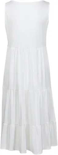 Vista 6 de Lisgai Vestido de verano para mujer, sin mangas, acampanado, cuello redondo, mini vestido liso, degradado, suelto, corto, plisado, vestido de verano