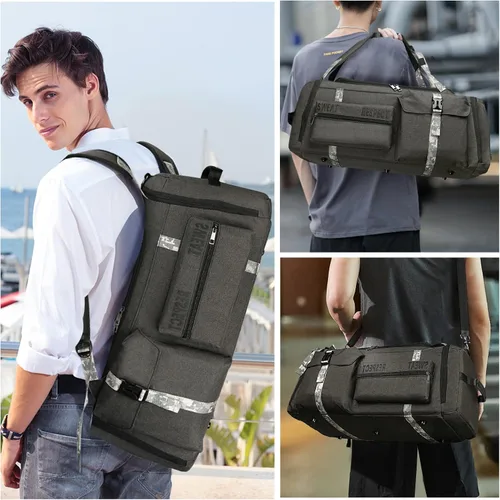 Vista 2 de Bolsas de gimnasio para hombre, bolsa de lona para gimnasio, mochila deportiva de 3 vías para hombres con compartimento para zapatos y bolsillo