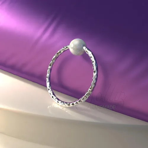 Vista 13 de Piercing de hélice de plata martillada con ópalo de 0.118 in