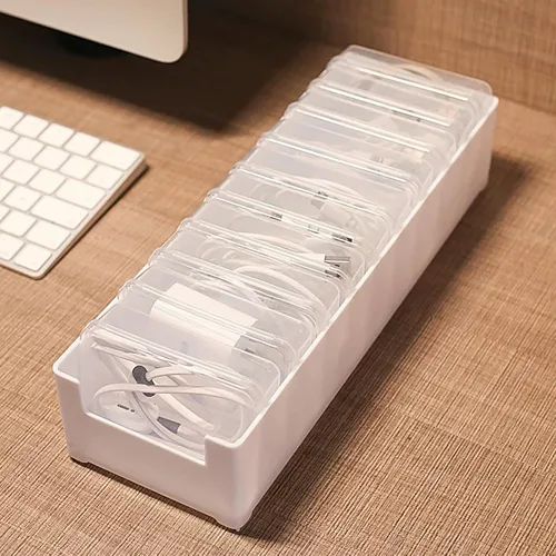 Vista 5 de Caja organizadora de cables con múltiples cajas de almacenamiento de cables de escritorio para cables de carga, accesorios de uso en casa, oficina