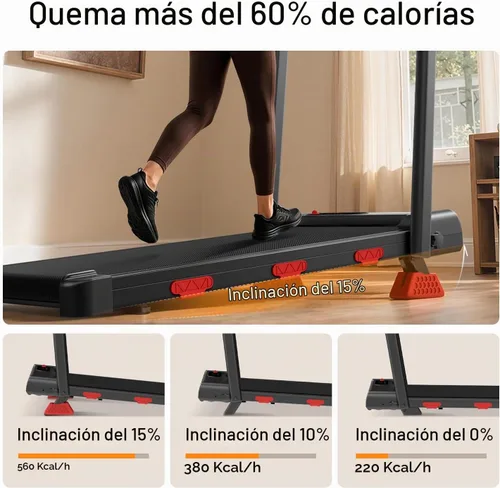 Vista 2 de LONTEK 15% Incline Walking Pad Treadmill with Handles, Treadmills for Home