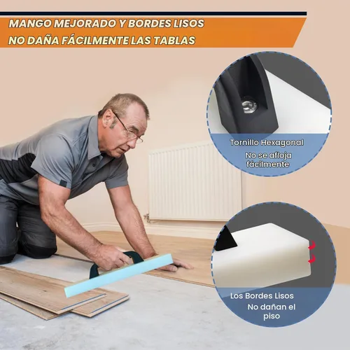 Vista 3 de Bloque de Golpeo para Suelos de Servicio Pesado - Adecuado para Laminado, Vinilo, Madera Dura y Madera Diseñada - Mango Incluido, Sin Martillo