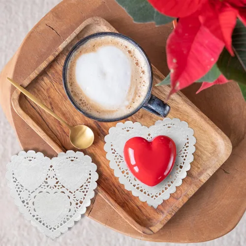 Vista 5 de 200 piezas de juguetes de San Valentín con forma de corazón de 4 pulgadas con encaje para el día de San Valentín, manualidades, boda, cumpleaños