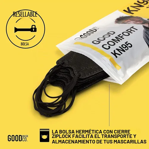 Vista 7 de Good Mask Co. Good Comfort KN95 - Mascarilla facial KN95 desechable, plegable, eficiencia de filtro del 95 %, máscaras faciales cómodas, máscaras