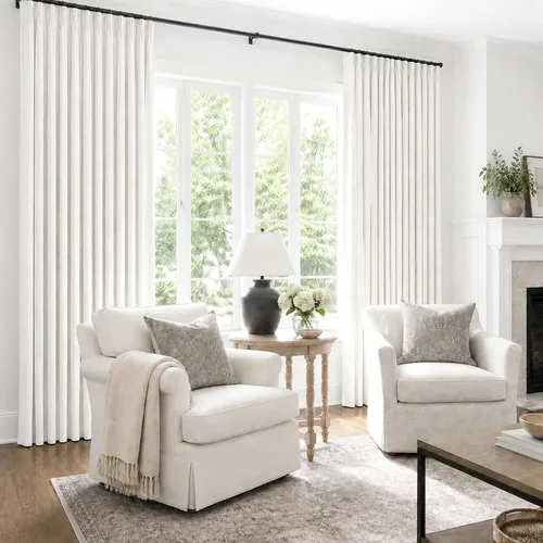 Vista 2 de Topfinel - Cortinas opacas plisadas de 96 pulgadas para dormitorio, 2 paneles Natural