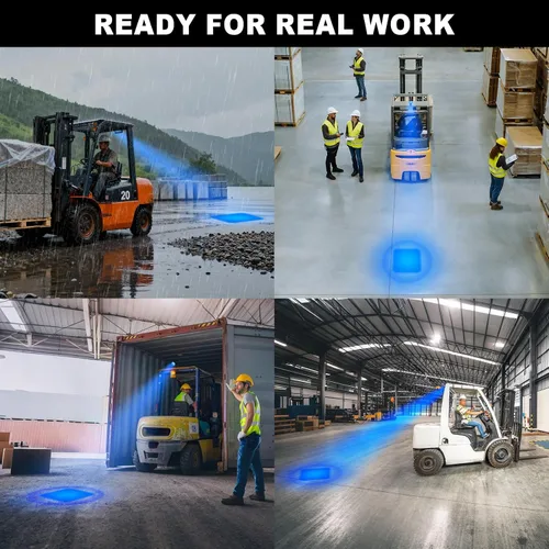 Vista 7 de Luz LED de seguridad para carretilla elevadora, luz azul con montaje magnético, voltaje ancho DC10-80V, impermeable IP68, carcasa de aluminio