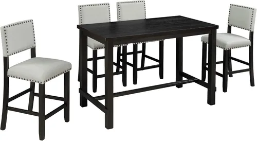 Vista 3 de Harper & Bright Designs Juego de mesa de comedor rectangular de madera, juego de comedor de cocina de 5 piezas, mesa clásica elegante y 4 sillas