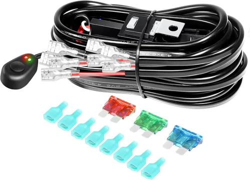 Vista 21 de SKYWORLD Kit de arnés de cableado de 1 cable de 10 pies para barra de luz de trabajo LED, interruptor de encendido/apagado de 14 V, kit de arnés