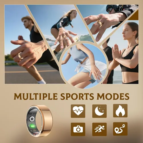 Vista 8 de Anillo inteligente para mujeres y hombres, rastreador de fitness con HRV/monitoreo del sueño, contador de pasos, calorías y seguimiento de Plateado