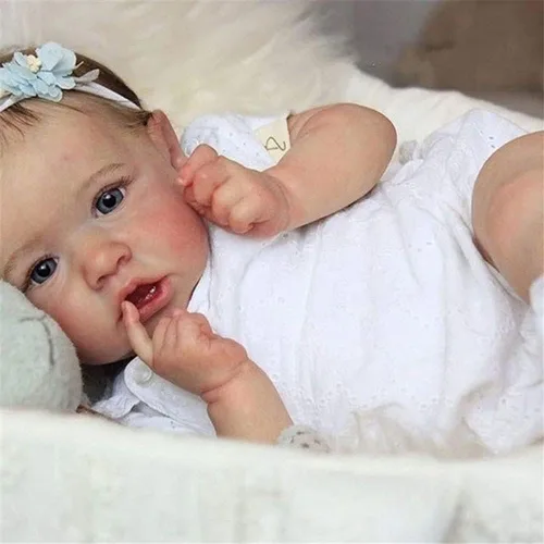 Vista 3 de EURORA Muñecas de bebé Reborn de 18 pulgadas, ojos azules abiertos realistas realistas, cuerpo de vinilo completo suave para niños a partir de 3 años