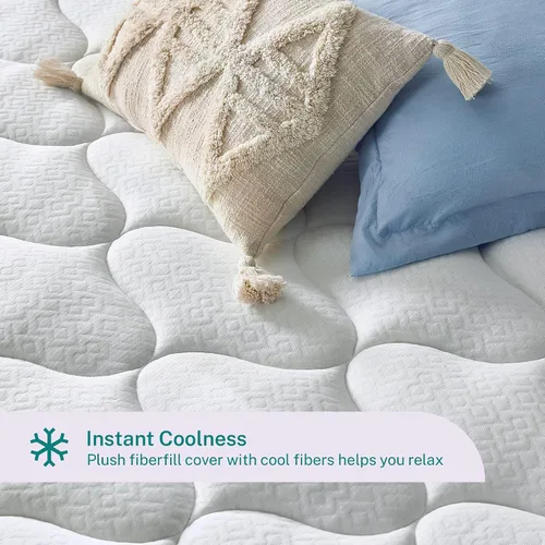 Vista 5 de Sleep Innovations Cooling Comfort - Cubrecolchón de espuma viscoelástica de gel de doble capa, 4 pulgadas, tamaño Queen, funda de almohada