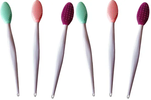 Vista 7 de 3 piezas de cepillo exfoliante para labios, exfoliador de labios, herramienta de cepillo para labios de silicona de doble cara para hombres