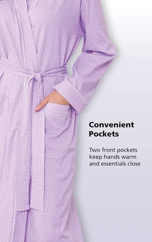 Vista 6 de PajamaGram Long Bathrobes For Women - Womens Cotton Robe, 100% Cotton