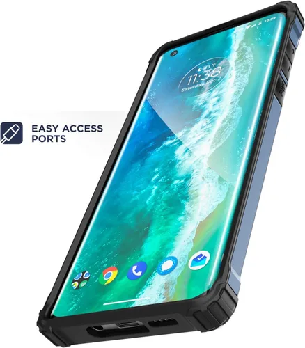 Vista 6 de ENCASED Scorpio - Funda protectora resistente para Motorola Edge (2020) (azul pizarra)