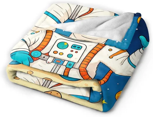 Vista 2 de Manta de Astronauta Manta de Astronauta Acogedora y Cálida Hombre del Espacio Manta de Vellón Suave Esponjosa de Felpa Manta Ligera Suave Decoración
