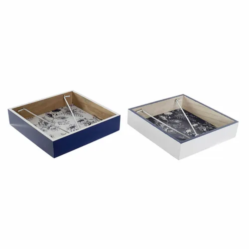 Vista 2 de Servilletero DKD Home Decor Metal Blanco Azul marino Madera MDF (2 pcs)