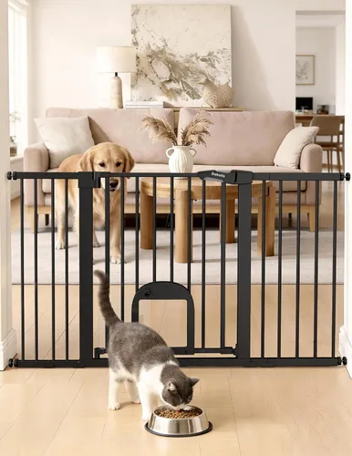 Vista 22 de Babelio - Puerta para bebé mejorada con puerta ajustable para gatos, CatPrivilege, puerta duradera para perros de 29-43 pulgadas con cierre Negro