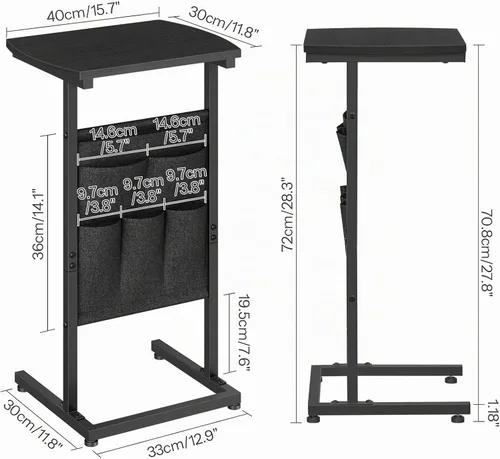 Vista 2 de HOOBRO Mesa auxiliar en forma de C, mesa auxiliar en forma de C con bolsa