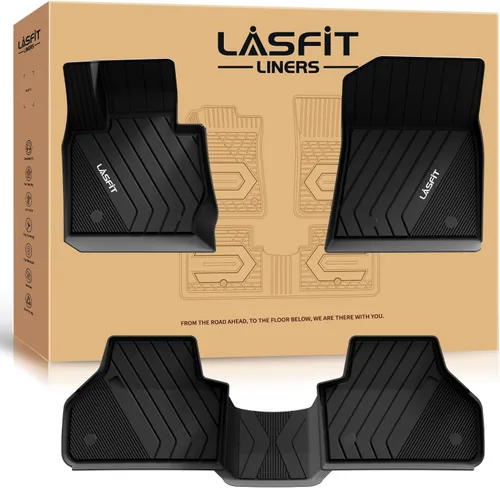 Vista 61 de LASFIT - Tapetes de suelo y maletero de auto, ajuste personalizado, de TPE, para todo tipo de clima, impermeable, juego completo, negros