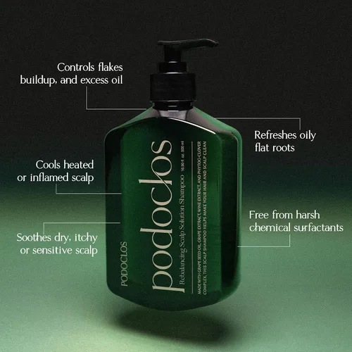 Vista 4 de Champú reequilibrante con solución de cuero cabelludo, limpieza refrescante y refrescante para cuero cabelludo normal a graso, dermatológicamente