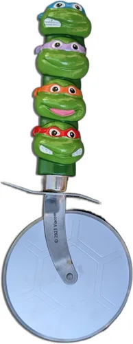 Vista 2 de Teenage Mutant Ninja Cortador de pizza de tortugas Cortador de pizza TMNT Cortador de rueda de pizza TMNT Suministros de fiesta de pizza TMNT