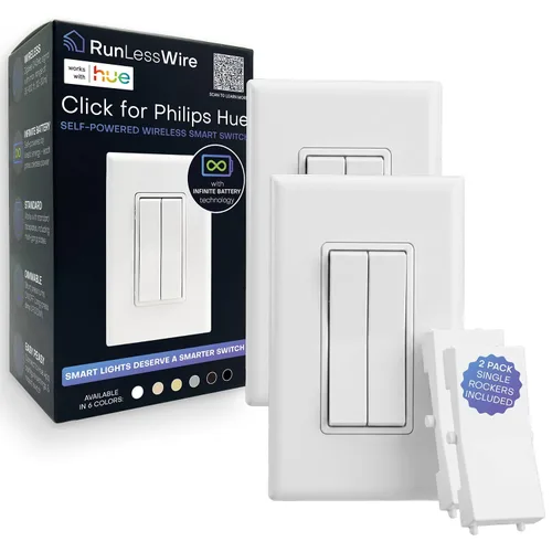 Vista 10 de Haga clic para Philips Hue – Interruptor de luz inteligente inalámbrico sin batería, rango de 30 pies – Funciona de forma nativa con el puente