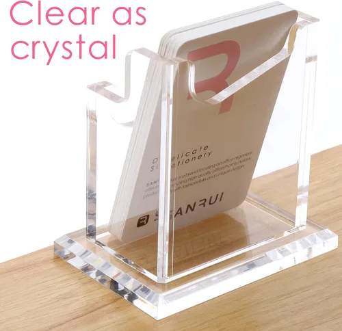 Vista 7 de SANRUI Soporte vertical para tarjetas de visita para escritorio, soporte de acrílico transparente para tarjetas de presentación, 1 ranuras